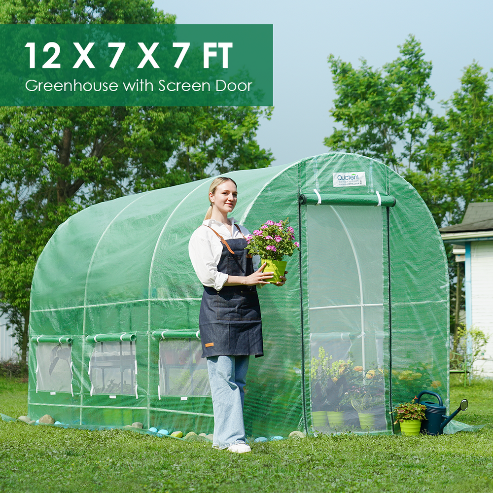 Quictent 2 Doors Reinforced PE Cover 12' x7' x 7' Portable Greenhouse