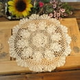 thumbnail image 1 of Small Round Lace Table Cloth Vintage Crochet Cotton Floral Tablecloth 50cm Decor, 1 of 7