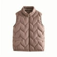 thumbnail image 2 of Zedker Puffer Vest Women Sleeveless Lightweight Packable Cotton Vest with Pocket,Plus Size CoffeeXXXL, 2 of 3