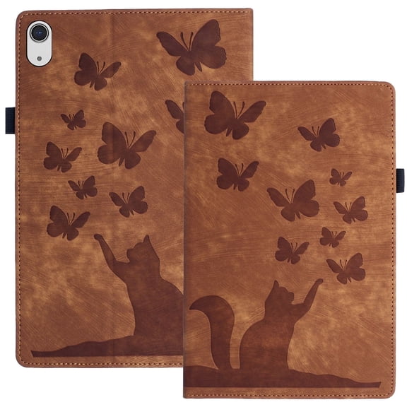 XYX Case for iPad (A16) 11th/10th Gen 11/10.9 inch 2025/2022, Butterfly Cat Slim Folio Stand Cover, Brown