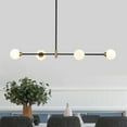 thumbnail image 2 of OYIPRO Modern 4 Light Linear Chandelier Kitchen Island Light with Glass Globe Black Gold, 2 of 5