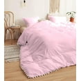 thumbnail image 4 of DNG Creations 5 Piece White Pom Pom Duvet Cover with Zipper Closure, 100% Egyptian Cotton, 800 Thread Cotton ( Oversized King - Solid Baby Pink ), 4 of 5