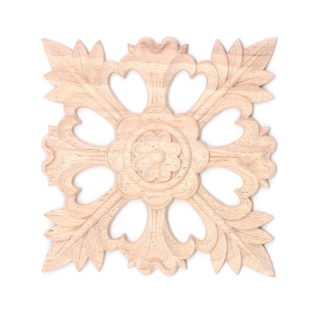 1x apliques de madera de caucho tallados decoración artesanal # b: 15*15cm