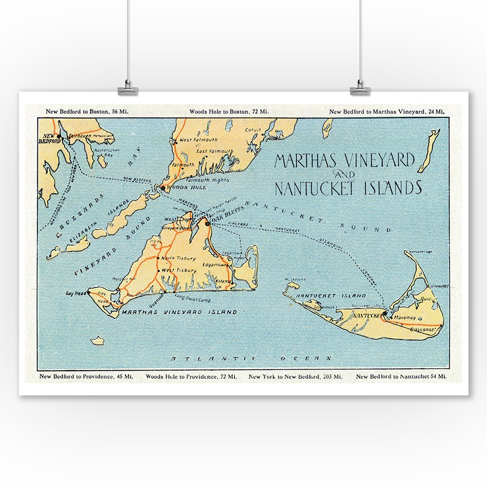 Massachusetts - Detailed Map of Martha’s Vineyard and Nantucket Islands