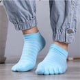 thumbnail image 4 of Yuanlong Women's Striped Socks Low Cut Five Toe Separate Socks Stylish Classic Breathable Sports Hosiery, 4 of 4