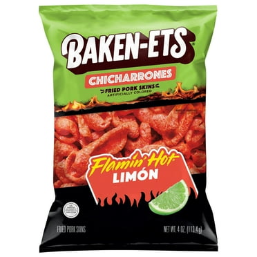 Baken-ets Chicharrones Fried Pork Skins Flamin' Hot Limon Flavor, 4 oz Bag