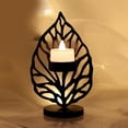 thumbnail image 4 of Candelabro de hojas de hierro forjado, candelabro decorativo para mesa. Negro A, 4 of 9
