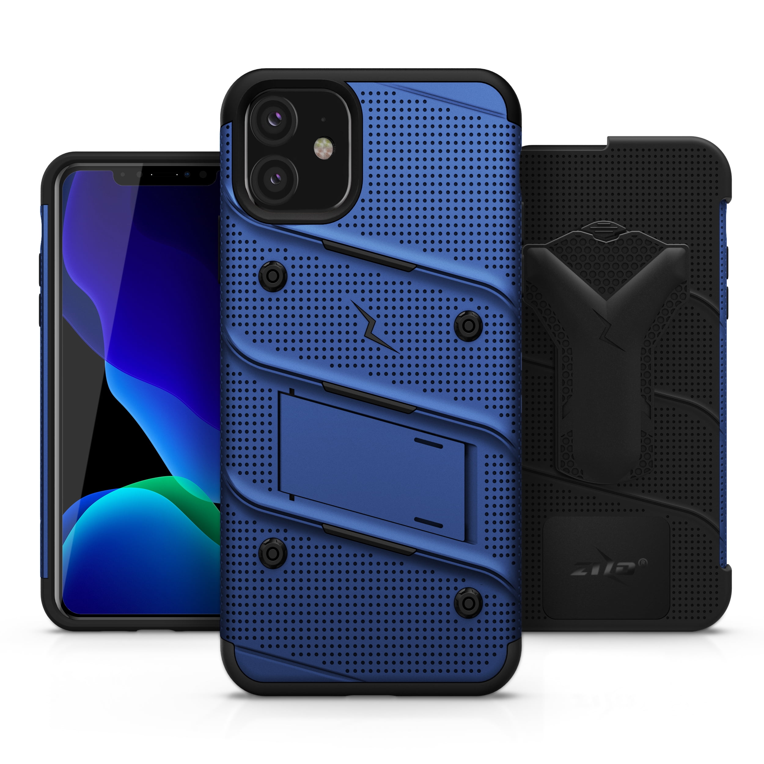 ZIZO BOLT Series iPhone 11 Case - Heavy-duty Military-grade Drop Protection w/ Kickstand Included Belt Clip Holster Tempered Glass Lanyard - Blue