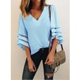 thumbnail image 2 of Women's Plus Size Blouses Bell Sleeve Chiffon Shirts Casual V Neck Loose Blouse Top Loose Fit Shirt, 2 of 3