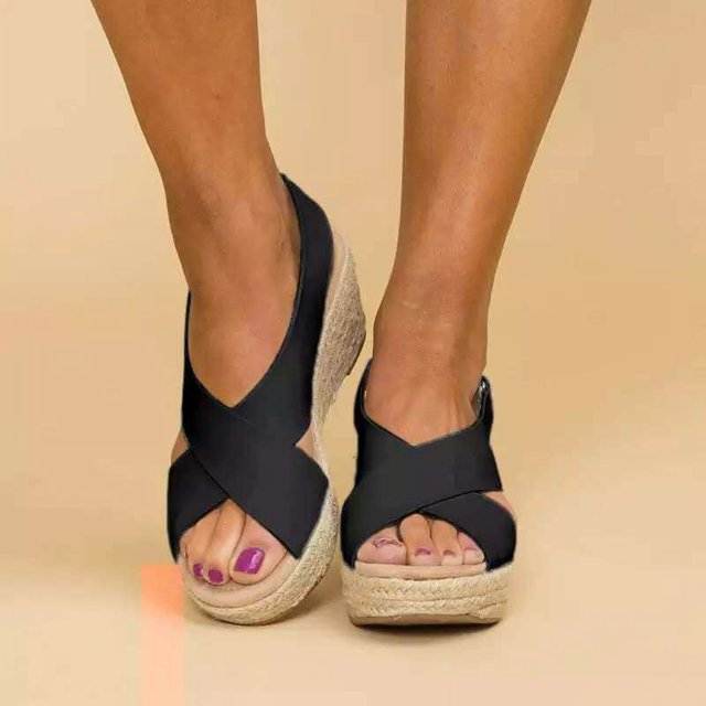 Women's Platform Wedge Sandals Ankle Strap Concise Summer Shoes
