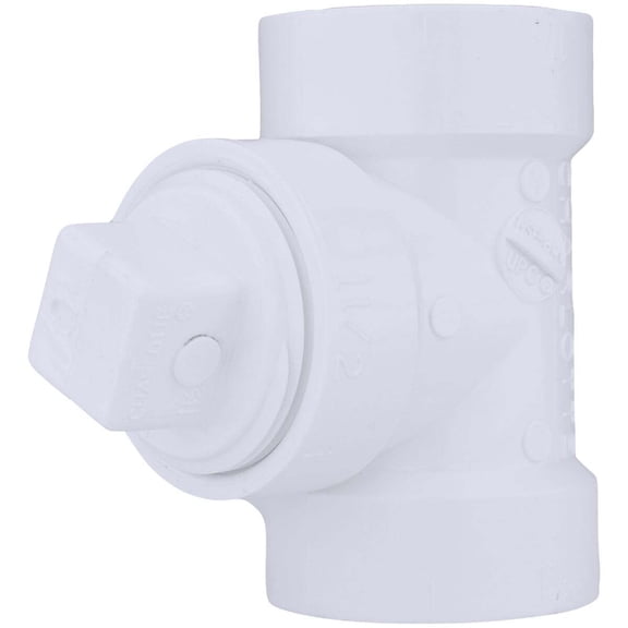 Charlotte Pipe 1-1/2 In. Test PVC Tee with Hex Plug PVC 00444X 0600HA