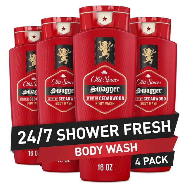 Old Spice Swagger - Aroma para hombre, Swagger Body Wash, paquete de 4, 453 gramos (16 onzas)