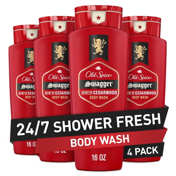 Old Spice Swagger - Aroma para hombre, Swagger Body Wash, paquete de 4, 453 gramos (16 onzas)
