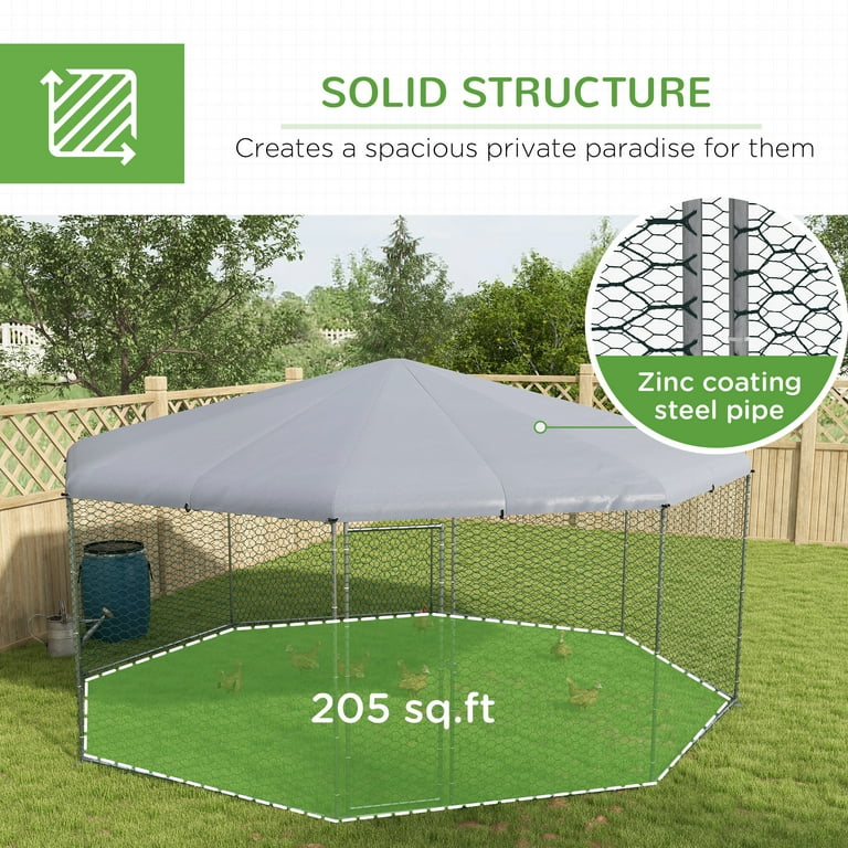 PawHut 17.1' x 15.7' Chicken Run for 19-25 Chickens with Cover