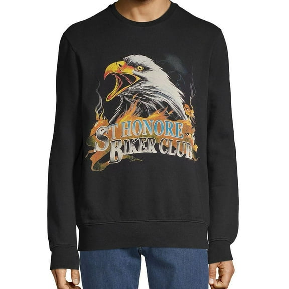 Elevenparis Mens St Honore Biker Club Sweatshirt, Black, Medium