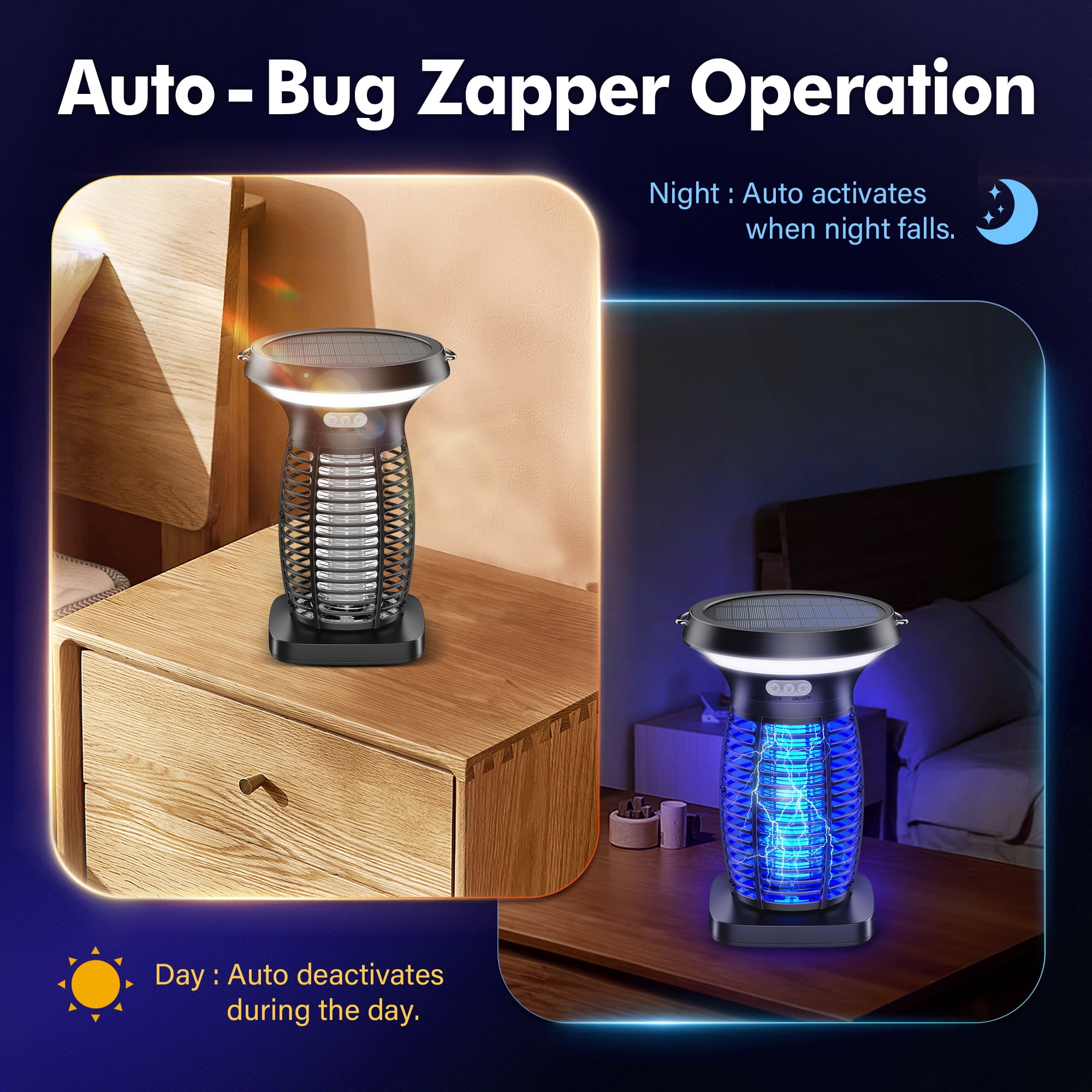 Reppiss  Solar Bug Zapper, Mosquito Killer Lamp, Waterproof 4200V Electric Trap  for Outdoor Patio and Camping