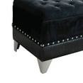 thumbnail image 4 of Leatherette Storage Bench with Nailhead Trims and Button Tufted Seat Black - Saltoro Sherpi, 4 of 5