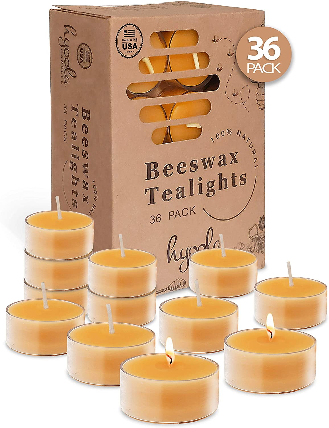 Votive Candles 15 Hour 6 Natural Honey Scented 100 Percent  Beeswax Votives 