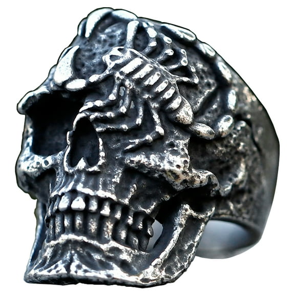 ZMY Home Stainless Steel Party Jewelry Edgy Gothic Scorpion Skull Ring (11)