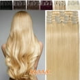 thumbnail image 2 of SEGO Red Clip in Hair Extensions Human Hair Full Head 100% Real Remy Thick Hair Extensions Silky Straight Balayage Blonde Hair Pieces, 2 of 7