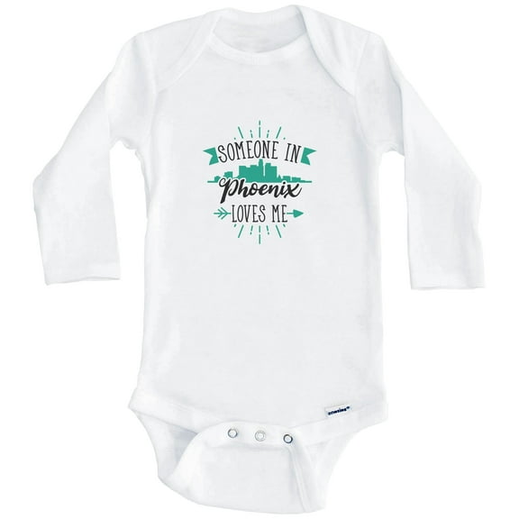 Someone In Phoenix Loves Me Phoenix AZ Skyline One Piece Baby Bodysuit (Long Sleeve), 0-3 Months White
