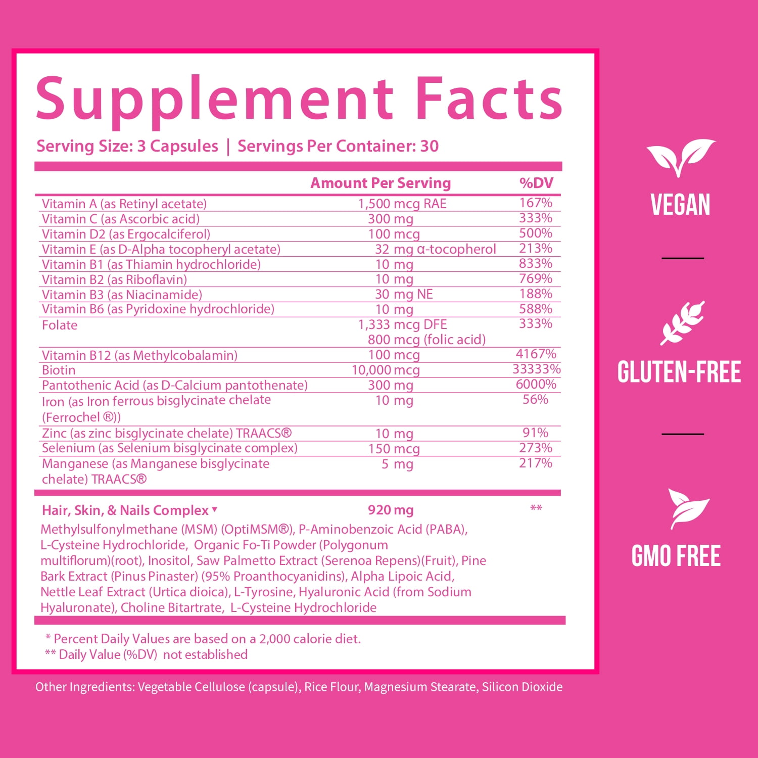 GoBiotix Glow Biotin 10000mcg, Collagen Boost Hair, Skin & Nails Multivitamin with Hyaluronic Acid, 90 Caps