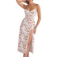 thumbnail image 2 of Vestido De Tirantes Finos Vestido largo de encaje con estampado floral Traje de cóctel sin mangas para mujer (Rojo S) Cgtredaw Para estrenar, 2 of 6