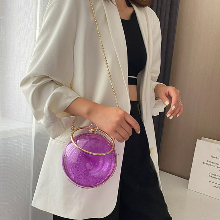 ✪ Round Ball Clear Purse Acrylic Box Evening Clutch Bag Transparent Handbags  