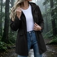 thumbnail image 2 of vdgthytj Rain Jacket Women Long Sleeve Full Zip Waterproof Elastic Waist Hooded Jackets Fall Outdoor Hiking Travel Outerwear with Pockets(XX-Large,Black), 2 of 8