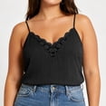 thumbnail image 3 of Perfectbot Women's Plus Size Lace Trim V-Neck Cami, Flowy Casual Spaghetti Strap Tank Top Sizes L-4X, 3 of 6