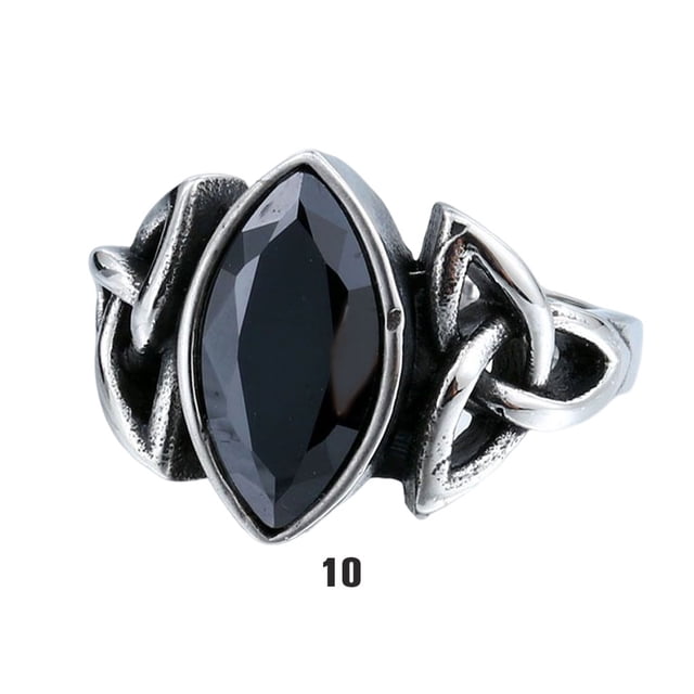 Men Crystal Ring Party Ceremony Wedding Boys Vintage Style Simple Design Portable Steel Rings Hand Jewellery Birthday Gift Black Size 10