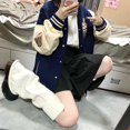 thumbnail image 6 of XDIAHBPL Socks For Women Japanese Style Flared Shape Long Student Leg Elastic Cuffs Solid Color Striped Loose Knitted Leg Stockings For Women White, 6 of 7