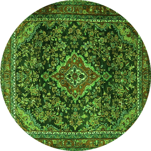 Ahgly Company Indoor Round Persian Green Traditional Area Rugs, 4' Round