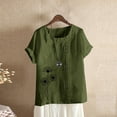thumbnail image 1 of Pisexur Hauts d'Été en Coton et Lin pour Femmes 2024 Mode T-Shirts Graphiques Pissenlit Surdimensionnés Blouse d'Été Décontractée Col Rond Manches Courtes, 1 of 5