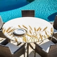 thumbnail image 5 of Fall Wheat Round Tablecloth 36-44 Inch Round Fitted Table Cloth with Elastic Edge, Autum Botanical Farmhouse Yellow Orange Waterproof Table Cover Protector for Outdoor Picnic Party Dining, 5 of 6
