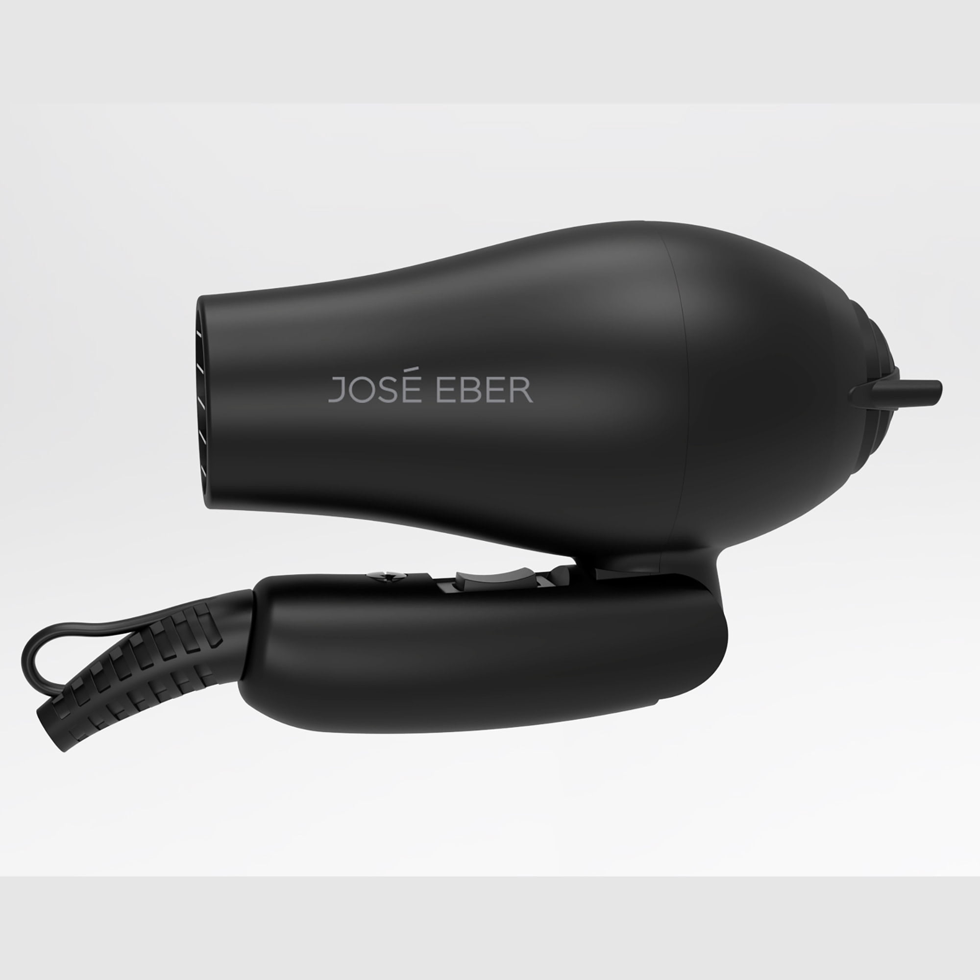 Jose Eber: Ultra Mini Hair Dryer - Black - 5.5x5.9" Foldable For Travel, Lightweight Design, Styling Nozzle, Tool For All Hair Types, 1200 Watts