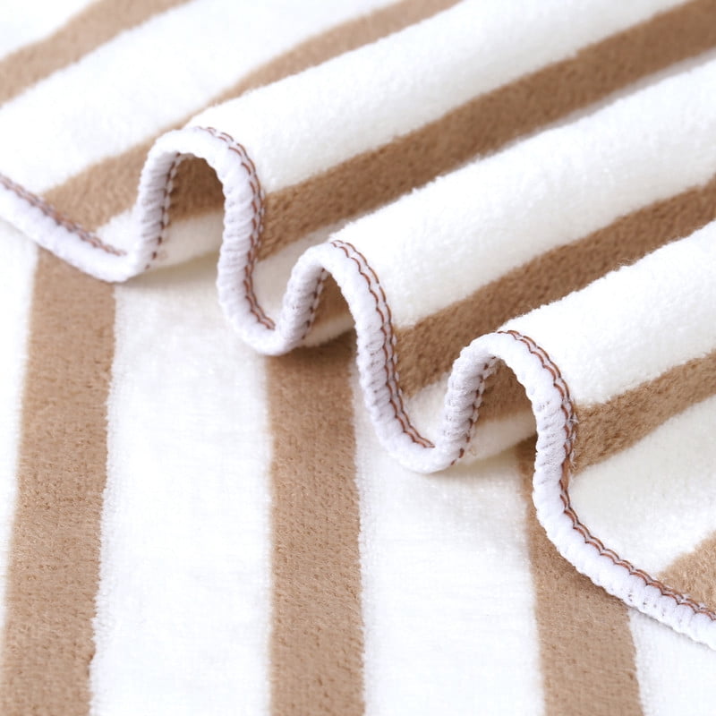 JML Large Stripe Bath Towel Set 4 Pack, 30"x60", Stripe Blue & Coffee, 400GSM, Soft, Absorbent, Microfiber Towel Quick Drying, Lint-free, No Fading