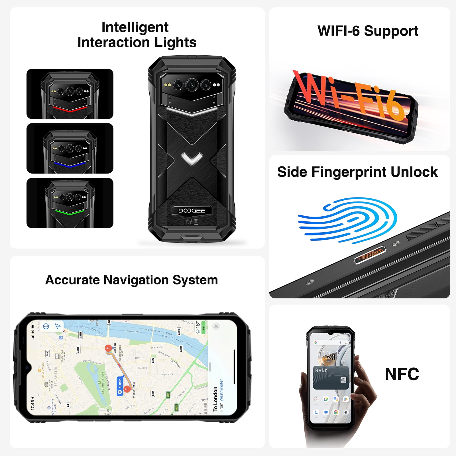 DOOGEE V MAX Plus 5G Rugged Smartphone, 22000mAh 36GB+512GB, 200MP+32MP+20MP Night Vision Rugged Cell Phone, Android 14 Rugged Phone, 6.58" FHD+120Hz IPS Screen, IP68/IP69K Waterproof Phone, NFC/OTG
