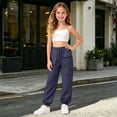 thumbnail image 6 of Linfrsh Cargo Pants for Girls Kid Convertible Water-Resistant Zip-Off Outdoor Pants with Drawstring and Pockets (Navy,11-12 Years), 6 of 6