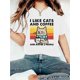 thumbnail image 1 of Women'S Casual "I Like Cats and Coffee" Graphic T-Shirt - Short Sleeve, Round Neck, Cotton, Lightweight, All-Season Tee with Cat and Coffee Design, Casual Wear | Playful Print | Knit Construction, Ca, 1 of 7