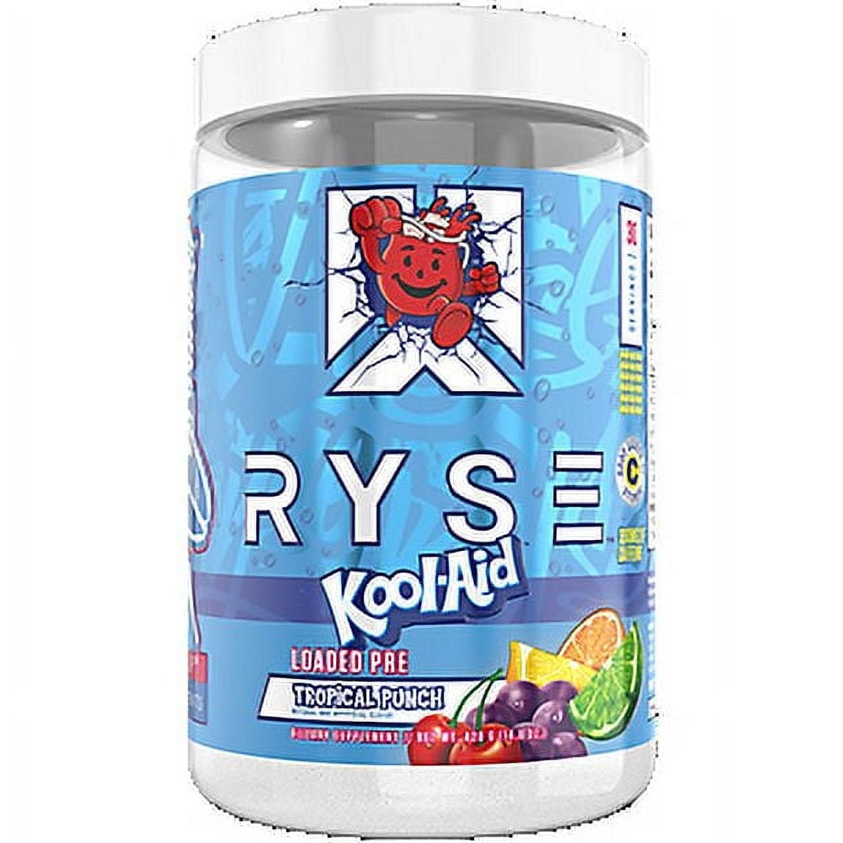 RYSE Loaded Pre Workout Powder Supplement for Men & Women | Pumps, Energy, Focus | Beta Alanine + Citrulline | 390mg Caffeine | 30 Servings (Kool Aid Tropical Punch)