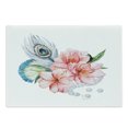 thumbnail image 1 of Shabby Flora Cutting Board, Watercolor Style Peony Anemone Flowers Peacock Feather and Beads Image, Decorative Tempered Glass Cutting and Serving Board, Large Size, Multicolor, by Ambesonne, 1 of 1