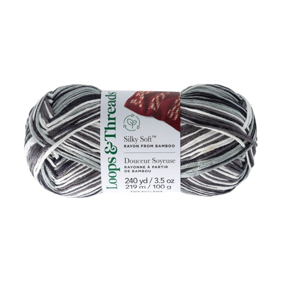 Loops & Threads Black Silky Soft Multi Yarn - Light Weight Yarn for Knitting, Crochet, Weaving, Arts & Crafts, 15 Pack