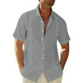 thumbnail image 1 of Wweixi Men's Button Down Shirt Boys Summer Pool Party Beach Walking Solid Color Simple Design Tops Daily Working Clothes Grey XXXL, 1 of 5