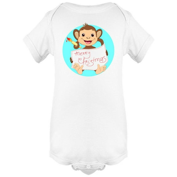 Merry Christmas Monkey Bodysuit Infant -Image by Shutterstock,  Newborn