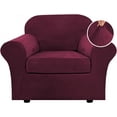 thumbnail image 1 of Rich Velvet Stretch 2 Piece Chair Cover Chair Slipcover Sofa Cover Furniture Protector Couch Soft with Elastic Bottom Chair Couch Cover with Arms Width Up to 49 Inch, 1 of 7