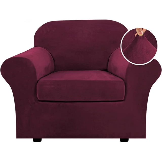Modern Velvet Plush 4 Piece High Stretch Sofa Slipcover Furniture Protector Form Fit Luxury Thick Sofa Cover, Machine Washable