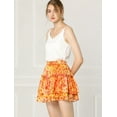thumbnail image 4 of Unique Bargains Jupe Courte Mini Trapèze à Taille Haute Élastique à Motif Floral pour Femme, 4 of 6