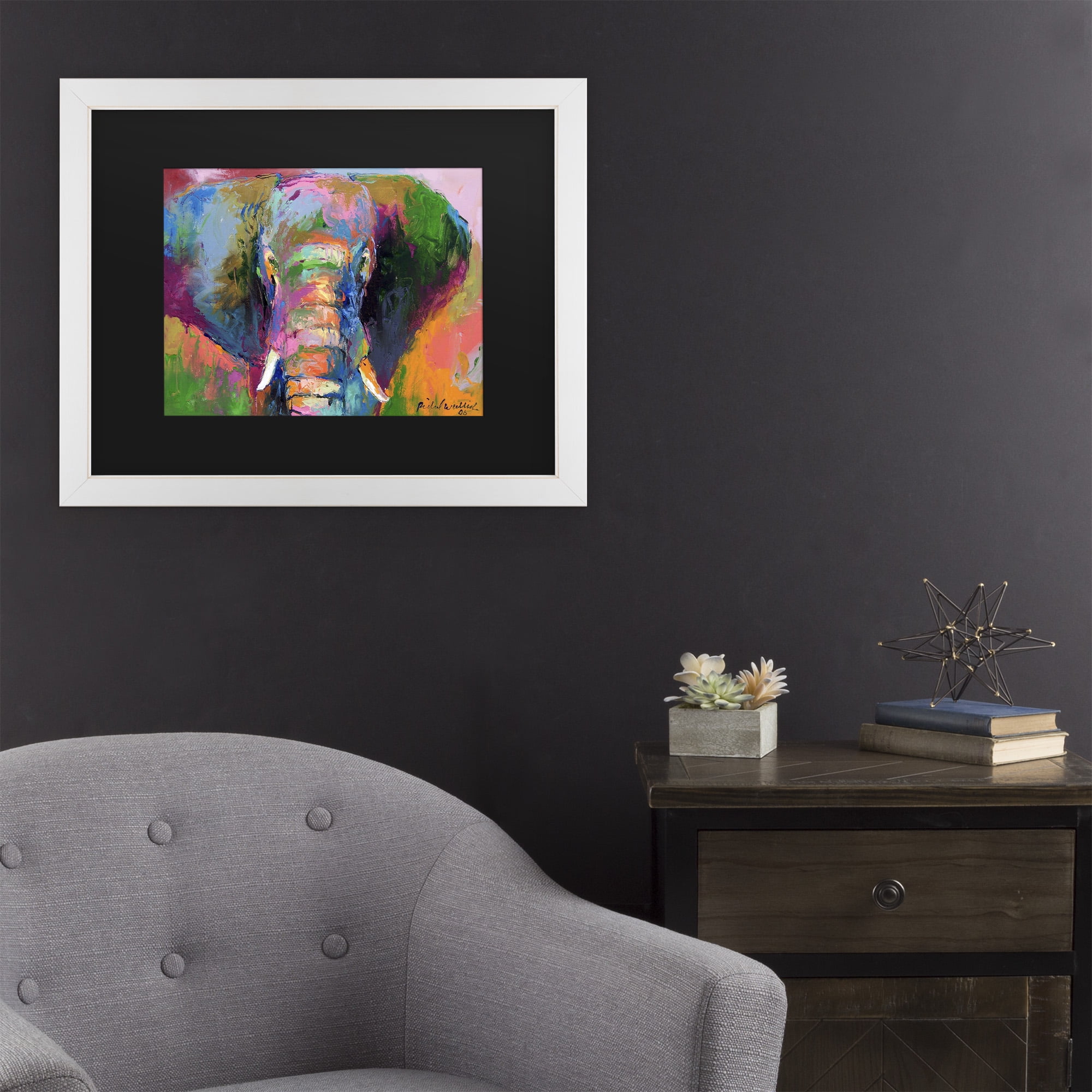 Richard Wallich 'Elephant 2' Matted Framed Art