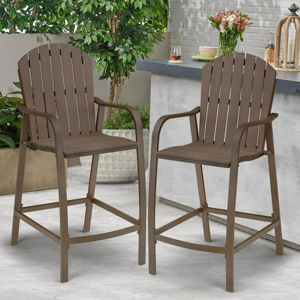 Counter Height Bar Stools All Weather Patio Furniture With Heavy Duty Aluminum Frame Polywood In Brown Finish For Outdoor Indoor 2 Pcs Set Overall Product Weight 32 Lb Outer Mat - Polywood Patio Furniture Counter Height